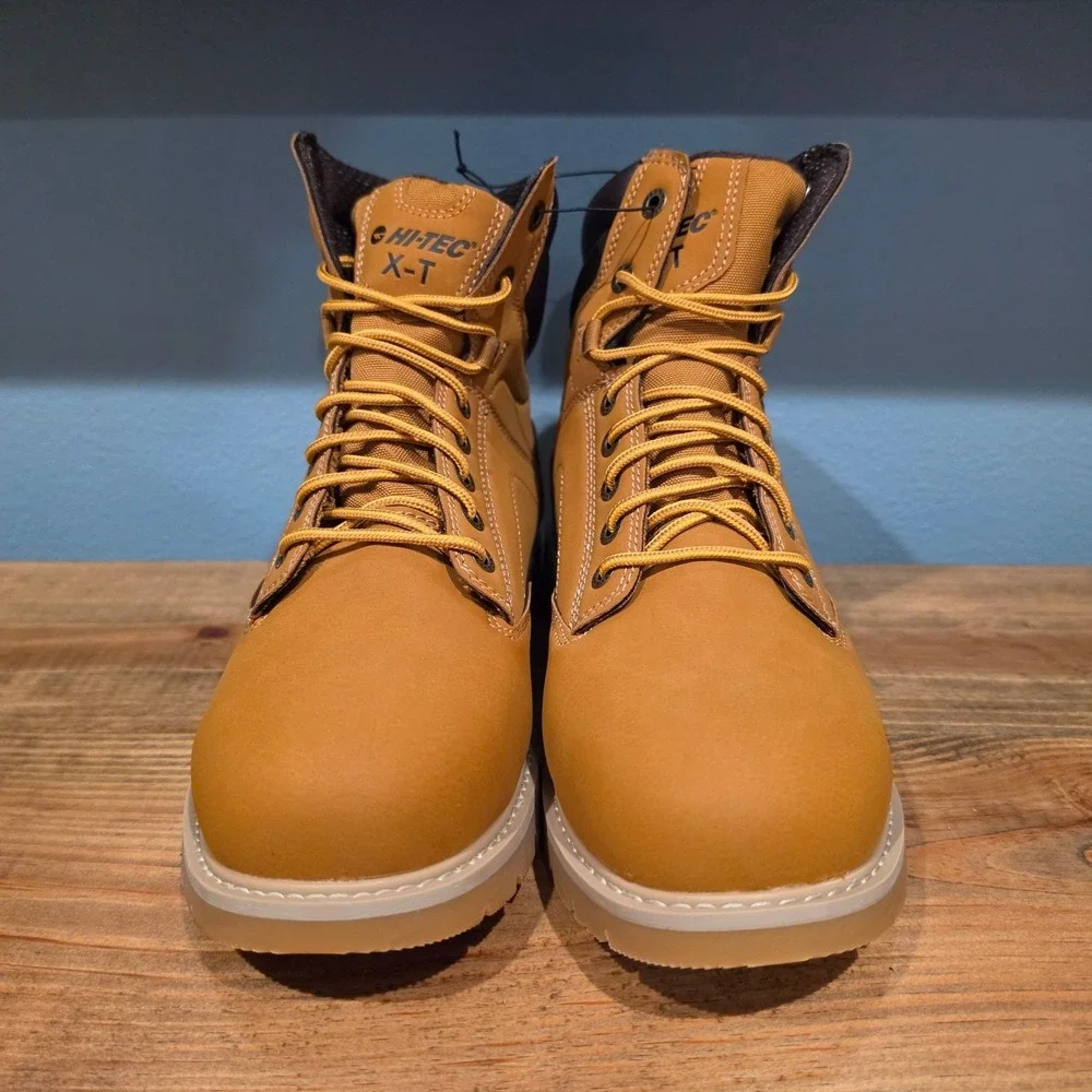 Hi-Tec Mens‎ M Cade 7in Steel Toe Work Boot Wheat Waterproof Oil Resistant 9M